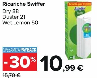 Carrefour Ricariche Swiffer Dry 88 Duster 21 Wet Lemon 50 offerta