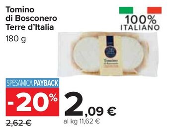 Carrefour Tomino di Bosconero Terre d'Italia 180 g offerta