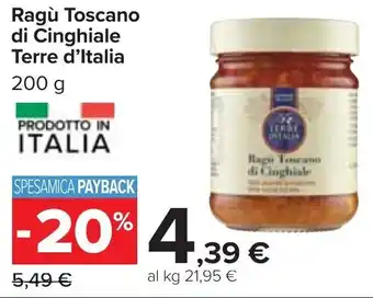 Carrefour Ragù Toscano di Cinghiale Terre d'Italia 200 g offerta