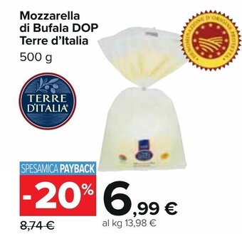 Carrefour Mozzarella di Bufala DOP Terre d'Italia 500 g offerta