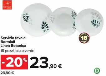 Carrefour Servizio tavola Bormioli Linea Botanica 18 pezzi, blu o verde offerta