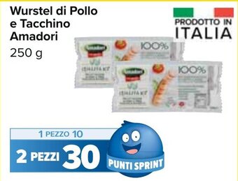 Carrefour Wurstel di Pollo e Tacchino Amadori 250 g offerta