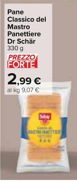 Carrefour Pane Classico del Mastro Panettiere Dr Schär 330 g offerta