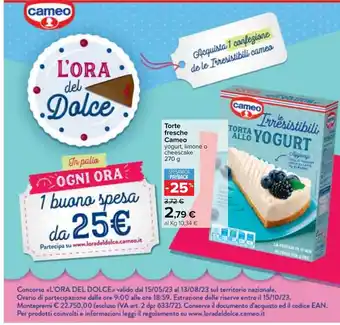 Carrefour Torte fresche Cameo yogurt, limone o cheescake 270 g offerta