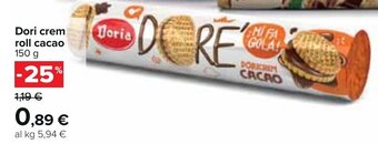 Carrefour Dori crem roll cacao 150 g offerta