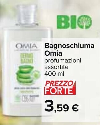 Carrefour Bagnoschiuma Omia profumazioni assortite 400 ml offerta
