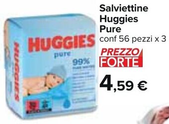 Carrefour Salviettine Huggies Pure conf 56 pezzi x 3 offerta