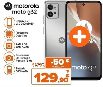 Expert Motorola moto g32 g32 16,5 cm (6.5) doppia sim android 12 4g usb tipo-c 4 gb 64 gb 5000 mah grigio offerta