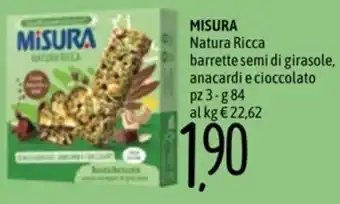 Emisfero MISURA Natura Ricca barrette semi di girasole, anacardi e cioccolato pz 3 - g 84 offerta