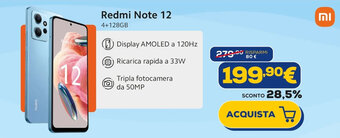 Euronics Redmi Note 12 4+128GB offerta