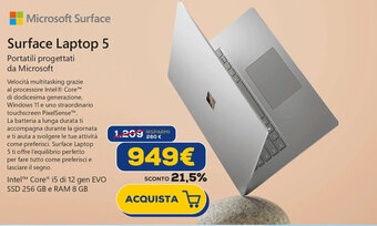 Euronics Microsoft Surface Laptop 5 offerta