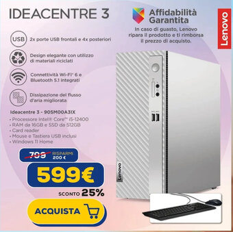 Euronics Lenovo IDEACENTRE 3 offerta