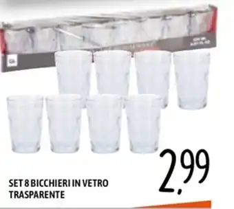 SET 8 BICCHIERI IN VETRO TRASPARENTE