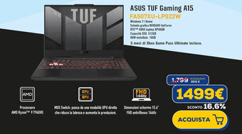 Euronics ASUS TUF Gaming A15 FA507XU-LP022W offerta
