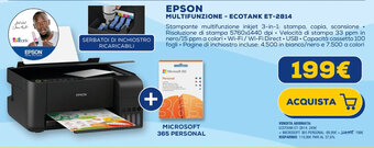 Euronics EPSON MULTIFUNZIONE - ECOTANK ET-2814 offerta