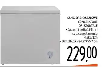 SANGIORGIO SP20SWE CONGELATORE ORIZZONTALE • Dim.L89,1XH84,2XP55,7 cm