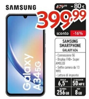 Elettrosintesi SAMSUNG SMARTPHONE GALAXY A34 offerta