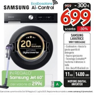 Elettrosintesi SAMSUNG LAVATRICE WW1188534DAE offerta
