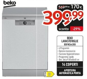Elettrosintesi BEKO LAVASTOVIGLIE BDFN26430X offerta