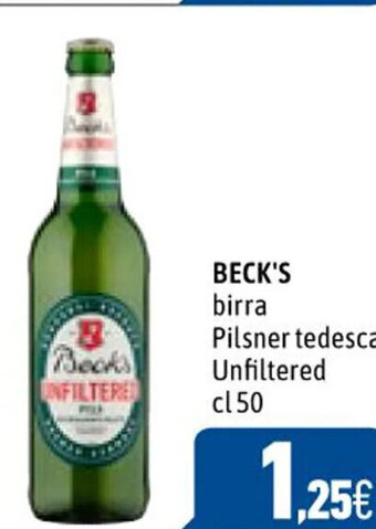 C+C Cash and Carry BECK'S birra Pilsner tedesca Unfiltered cl 50 offerta
