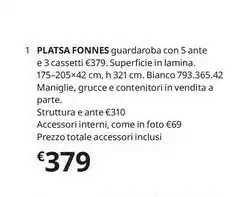 IKEA Platsa Fonnes Quardaroba Con 5 Ante E 3 Cassetti offerta