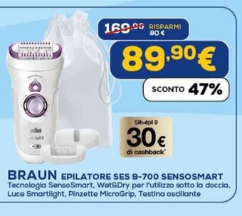 Euronics BRAUN EPILATORE SES 9-700 SENSOSMART offerta