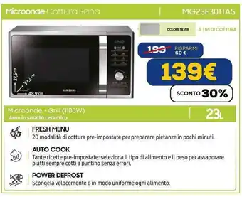 Euronics Microonde + Grill (1100W) Vano in smalto ceramico offerta