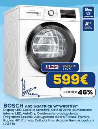 Euronics BOSCH ASCIUGATRICE WTW85T091T offerta