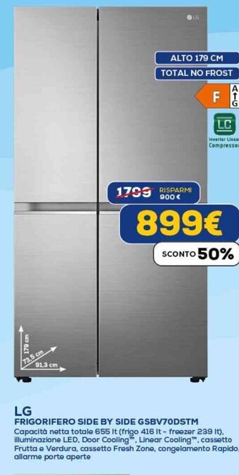 Euronics LG FRIGORIFERO SIDE BY SIDE GSBV70DSTM offerta