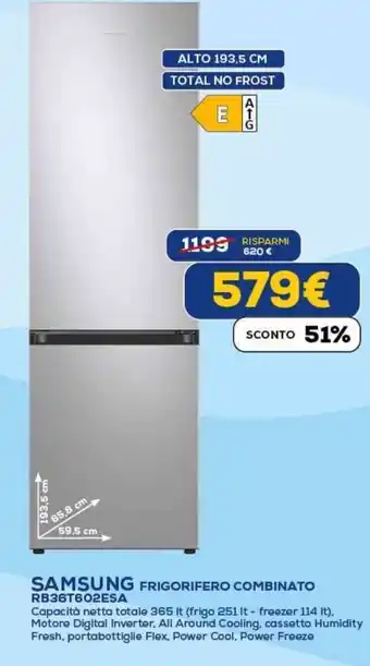 Euronics SAMSUNG FRIGORIFERO COMBINATO RB36T602ESA offerta
