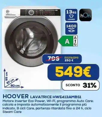 Euronics HOOVER LAVATRICE HWE413AMBS1 offerta
