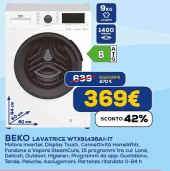 Euronics BEKO LAVATRICE WTX91436AI-IT offerta