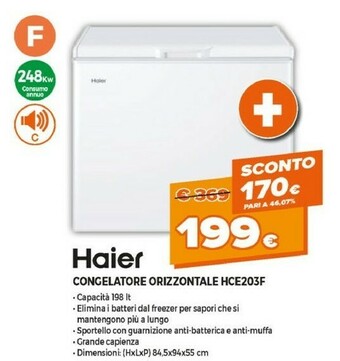 Expert Haier CONGELATORE ORIZZONTALE HCE23F offerta