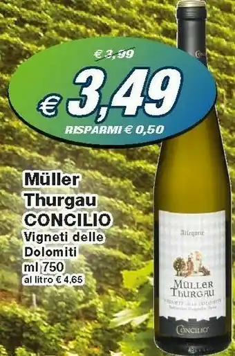 Prix Quality Concilio Muller Thurgau Vigneti Delle Dolomiti 750 Ml offerta