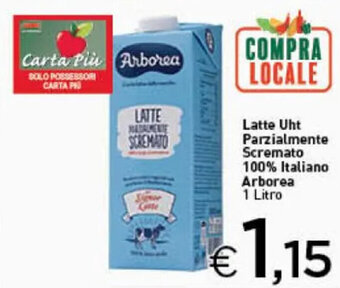 Latte Uht Parzialmente Scremato 100% Italiano Arborea 1 Litro