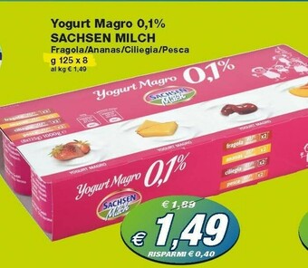 Prix Quality Sachsen Milch - Yogurt Con Frutta Frullata Fragola, Banana, Frutti Rossi, Pesca 1000 G(ml) offerta