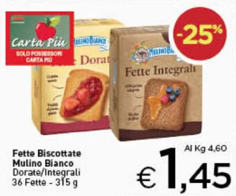 Crai Fette Biscottate Mulino Bianco Dorate/Integrali 36 Fette - 315 g offerta