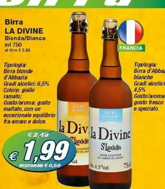 Prix Quality La Divine Birra Bionda/ Bianca 750 Ml offerta