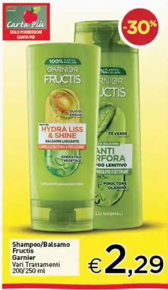 Crai Shampoo/Balsamo Fructis Garnier Vari Trattamenti 200/250 ml offerta