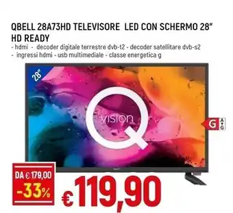 Famila Qbell technology 28a73hd televisore led con schermo 28 hd ready offerta