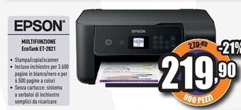 Unieuro Epson ecotank et-2821 offerta