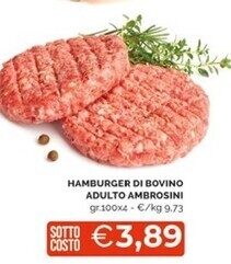 Mercatò Ambrosini hamburger di bovino adulto offerta