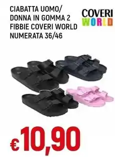 Famila Coveri world ciabatta uomo / donna in gomma 2 fibbie numerata 36/46 offerta