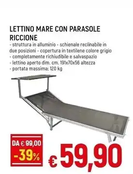 Famila Lettino mare con parasole riccione offerta