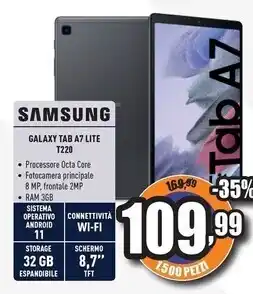 Unieuro Samsung galaxy tab a7 lite sm-t220 32 gb 22,1 cm (8.7) 3 gb wi-fi 5 (802.11ac) android 11 grigio offerta