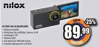 Unieuro Nilox action cam 4k nx4khdl001 offerta