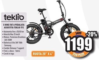 Unieuro Teklio - e-bike fat a pedalata assistita teklio tf2 offerta