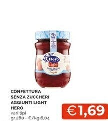 Mercatò Hero confettura senza zuccheri aggiunti light offerta