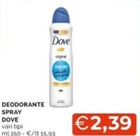 Mercatò Dove deodorante spray offerta