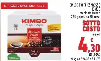 Conad Kimbo cialde caffè espresso offerta